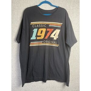 Classic 1974 Original Vintage Birthday Edition Short Sleeve Black T-Shirt 3XL